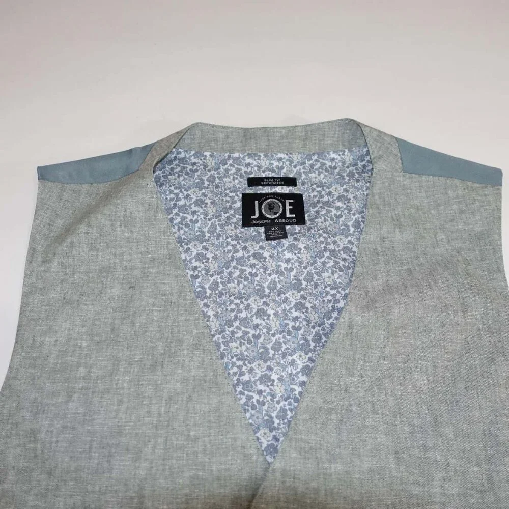 Joseph Abboud Men's Suit Vest Size 2X NWT Light Gray Linen Cotton Button Front